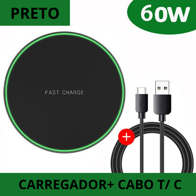 Carregador Sem Fio 60W – Fast Charger Ultra Rápido