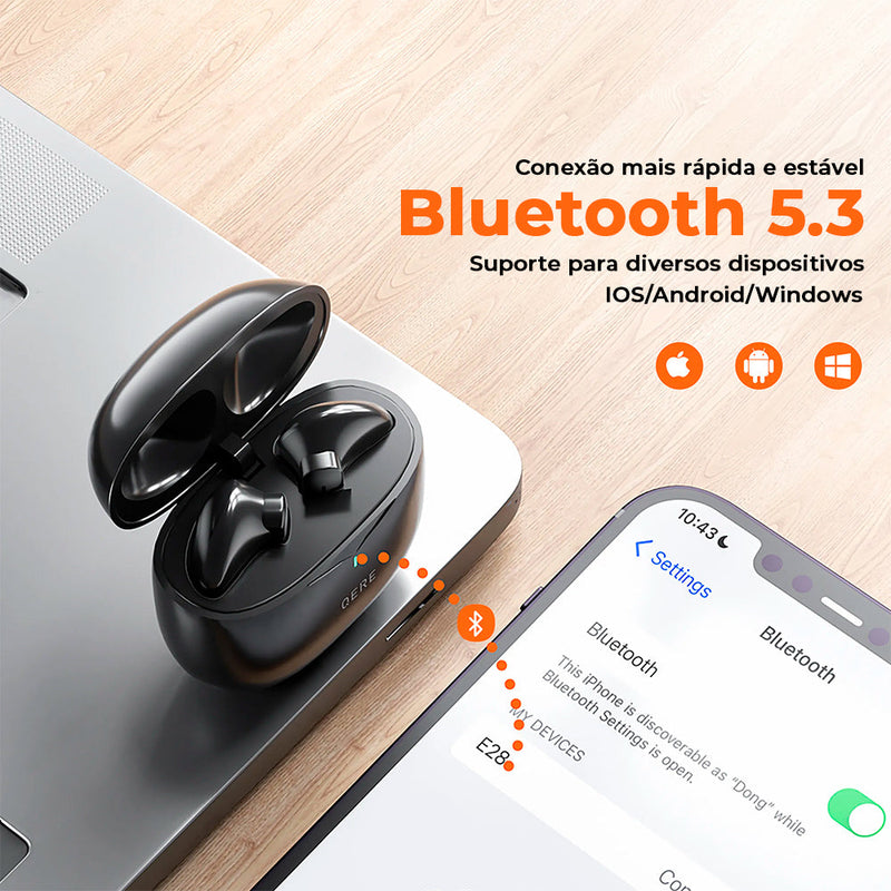 Fone Bluetooth 5.3 – Som Limpo, Graves Fortes e Zero Atraso