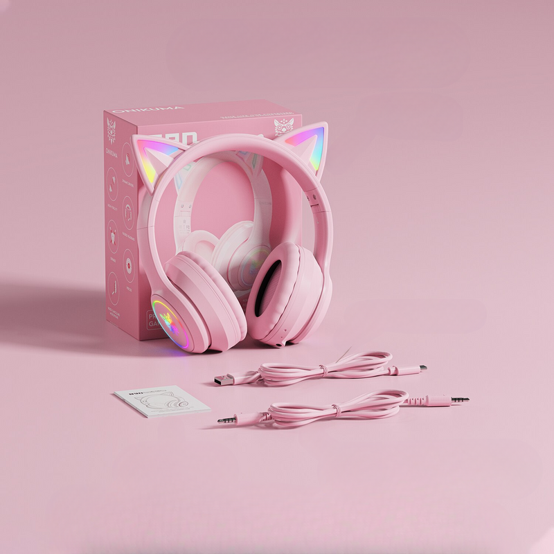 Fone Gatinha RGB B90 – Bluetooth 5.0, Som Hi-Fi e Luzes Coloridas