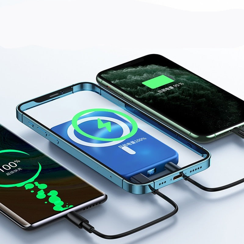Power Bank Magnético 5000mAh – Carregamento Rápido 3 em 1